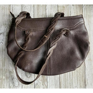 Brighton Vintage High Quality Pebbled Leather Hobo Brown Braided Strap Handbag